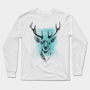 Graphic Reindeer black on grunge texture Long Sleeve T-Shirt